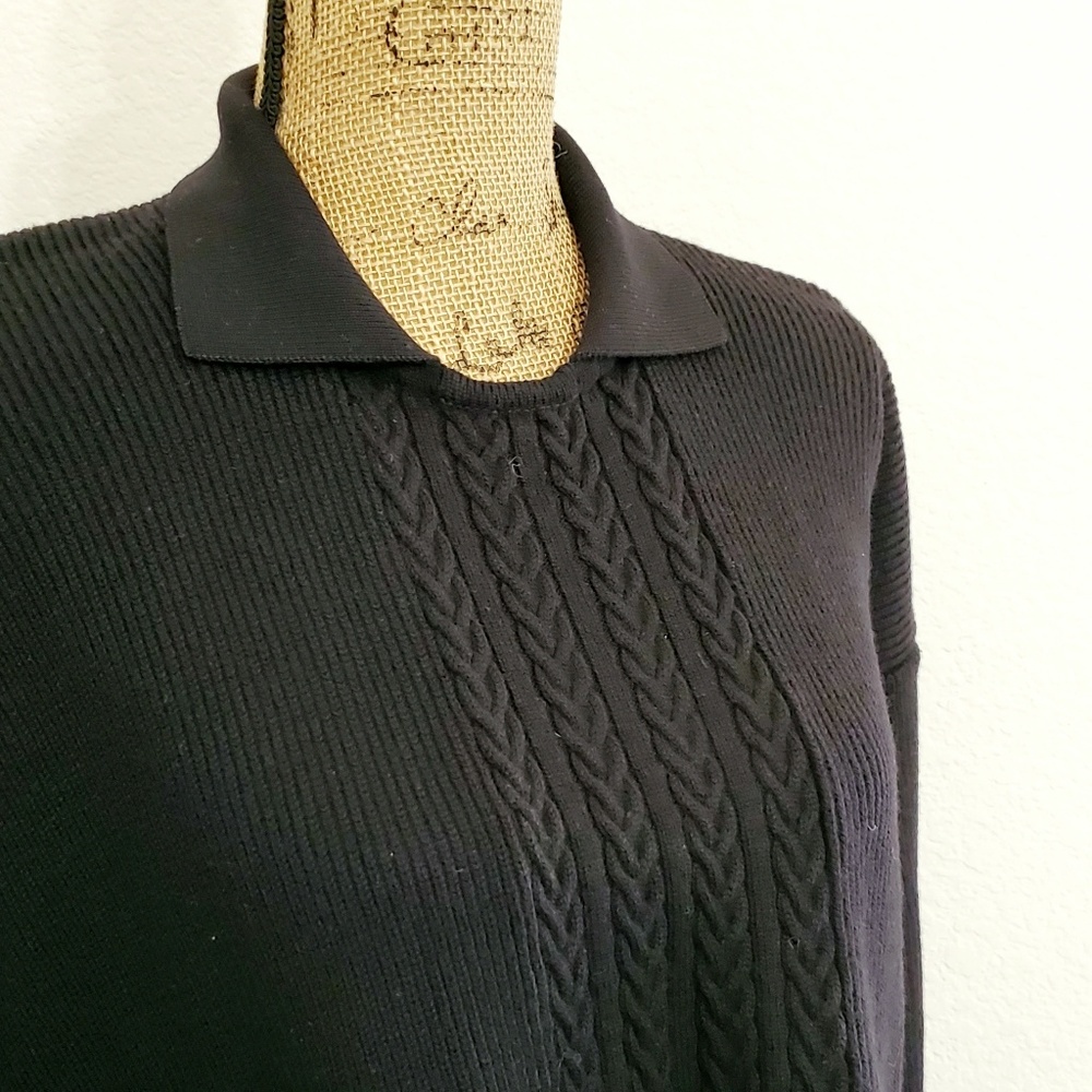 JAEGER UK Black pullover side slits long sleeve sweater Med - Picture 3 of 8